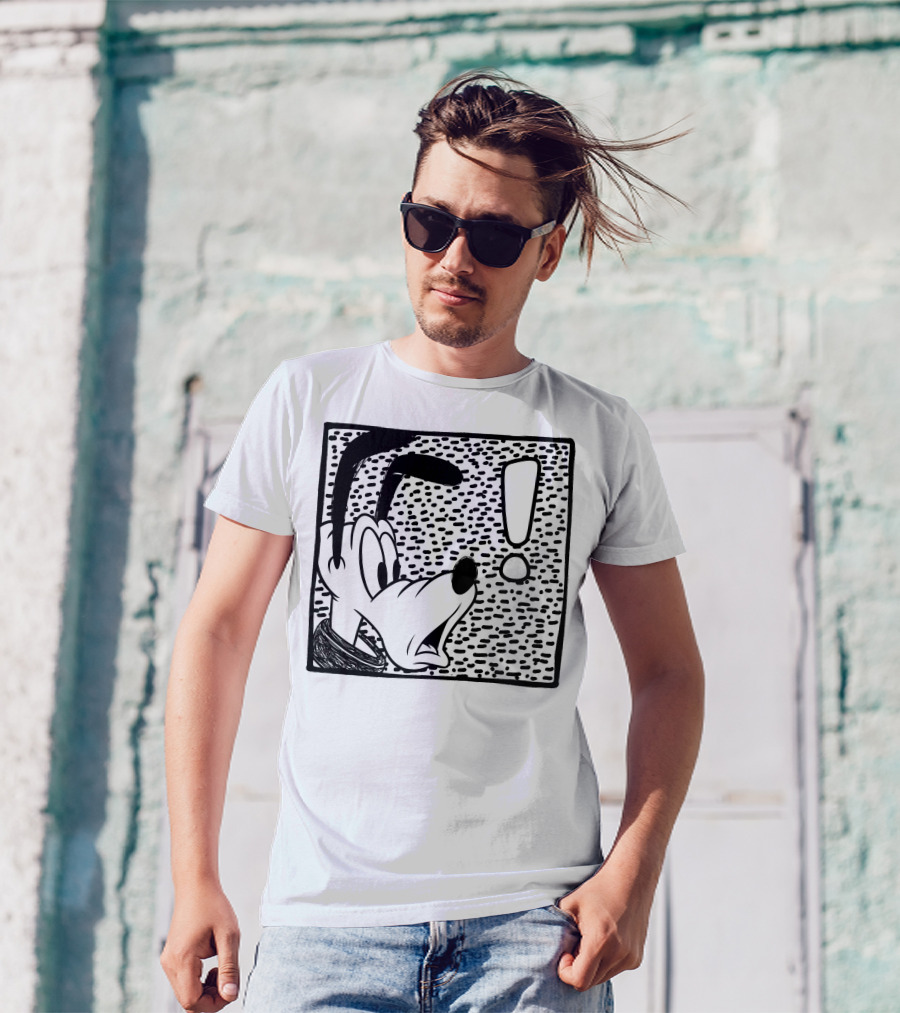 Disney Pluto Shocked Exclamation Point Reaction T-Shirt