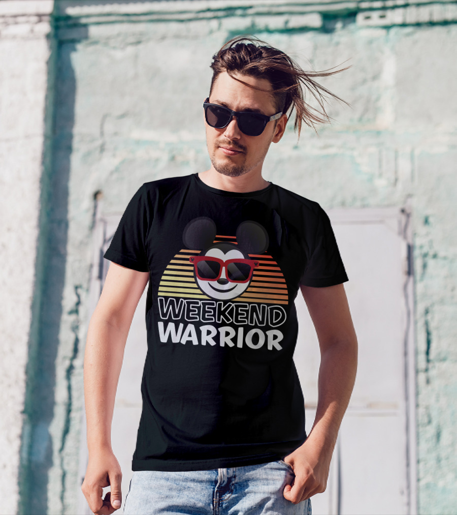 Disney Weekend Warrior Mickey Mouse Retro Sunburst Sunglasses T-Shirt