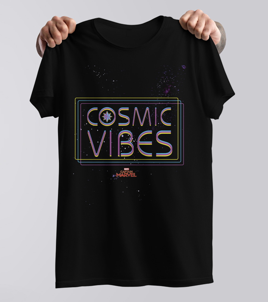 Captain Marvel Cosmic Vibes Galaxy Neon Marvel T-Shirt