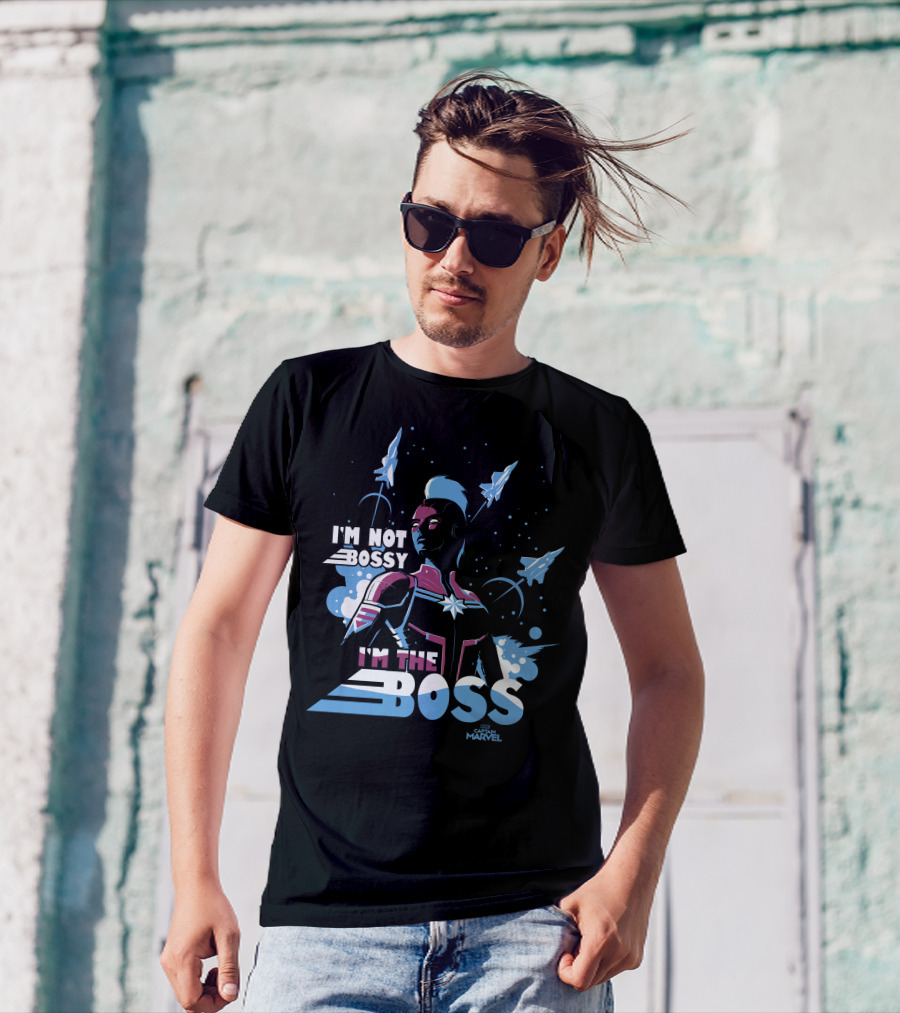 Captain Marvel I'm Not Bossy I'm The Boss Space Blue Red T-Shirt