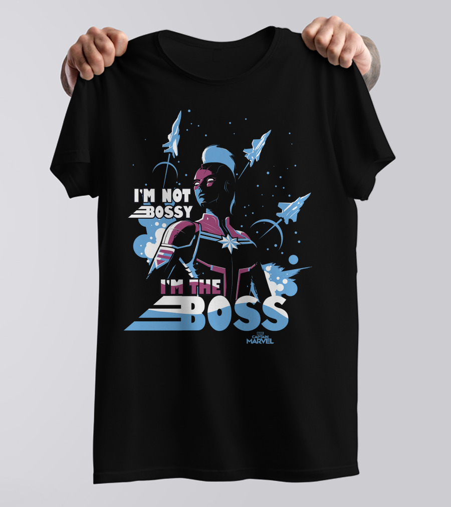 Captain Marvel I'm Not Bossy I'm The Boss Space Blue Red T-Shirt