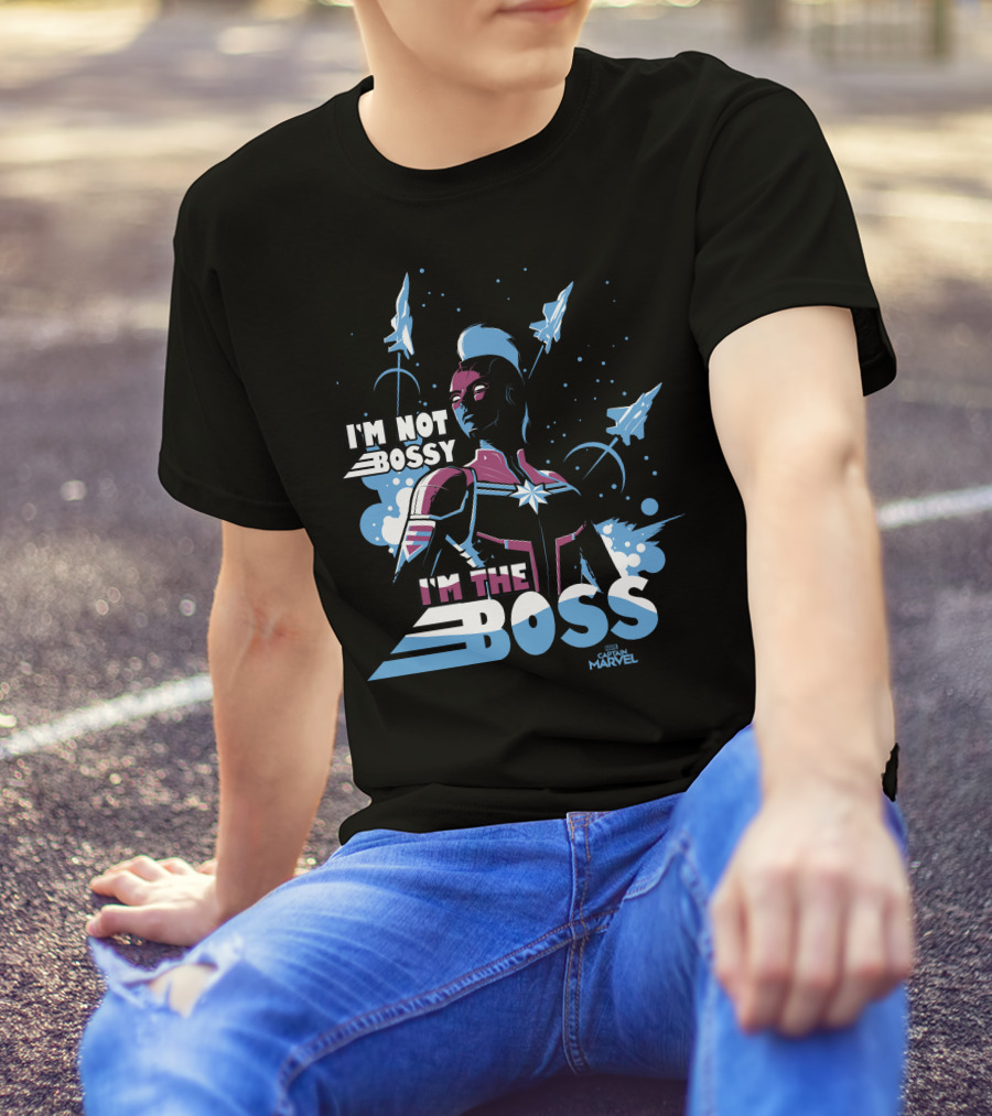 Captain Marvel I'm Not Bossy I'm The Boss Space Blue Red T-Shirt