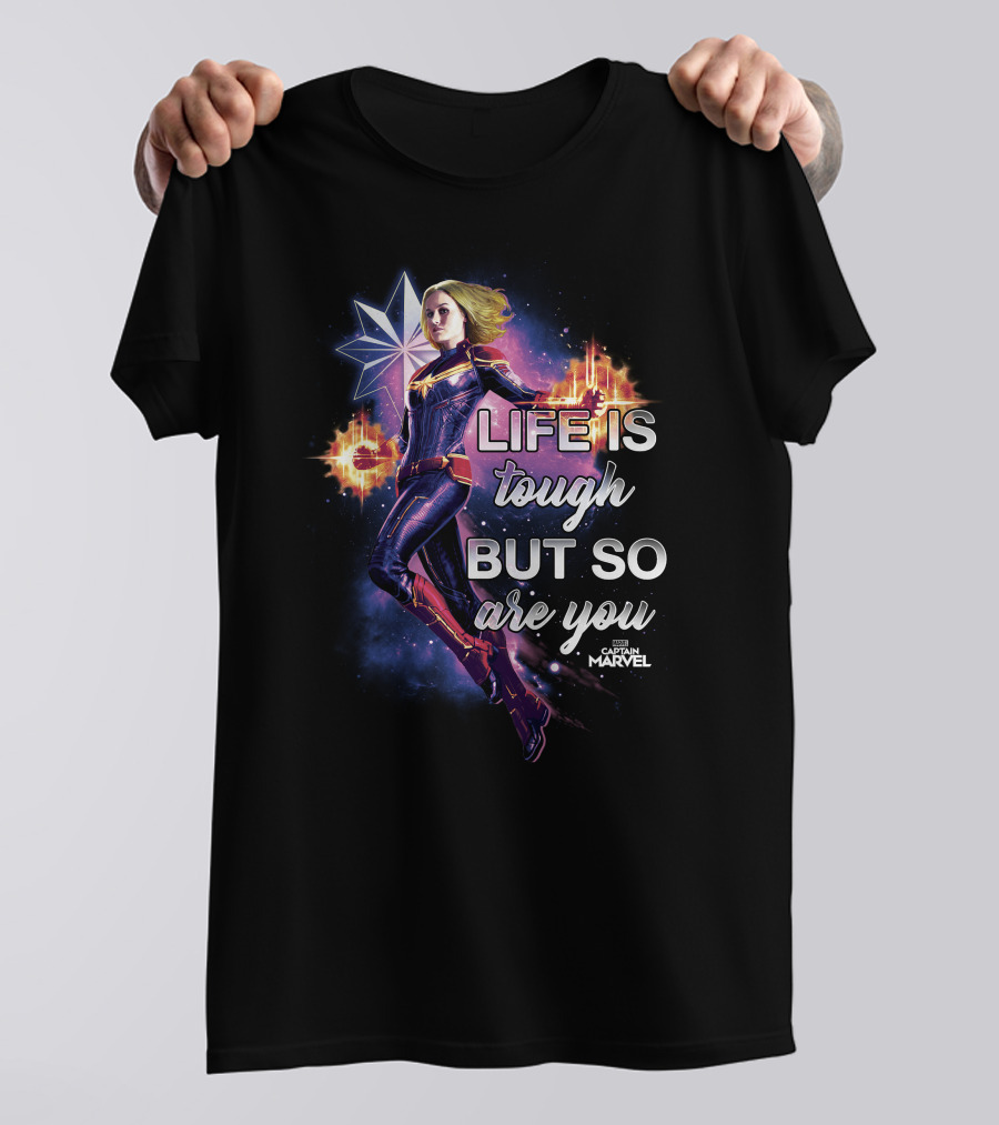Captain Marvel Life Is Tough But So Are You Inspirational Quote Flight T-Shirt