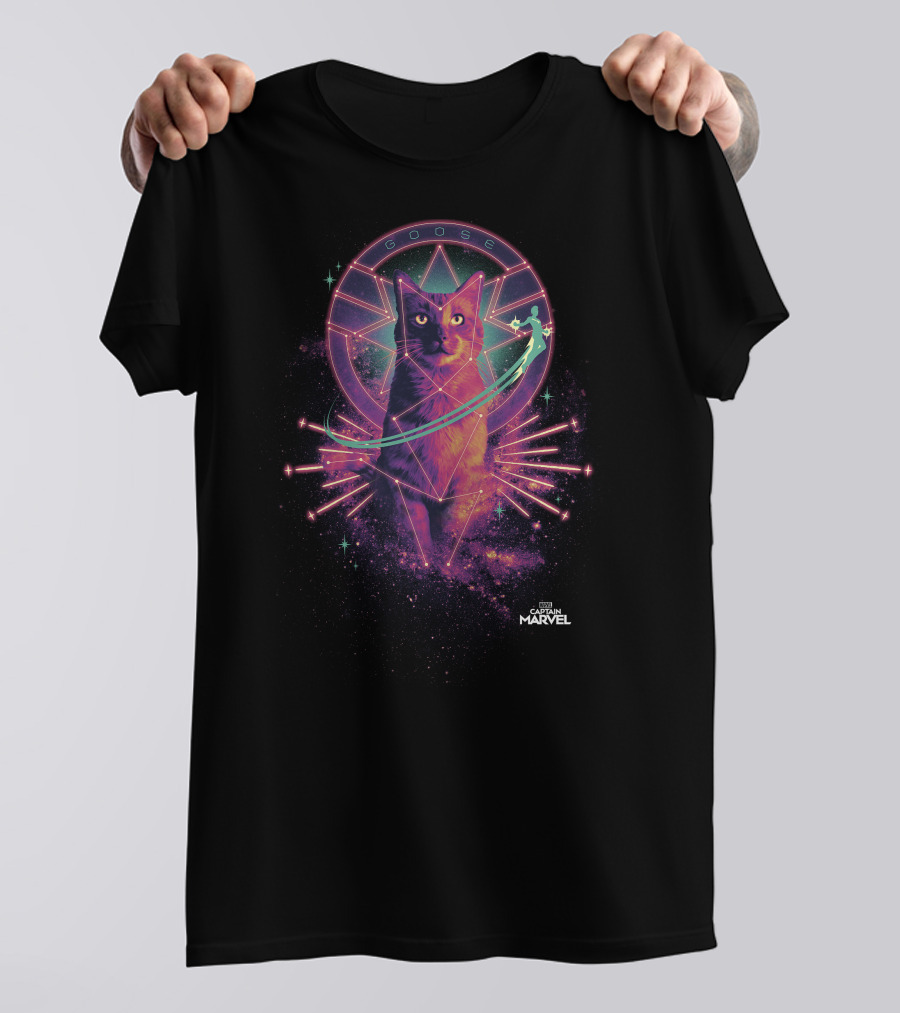 Captain Marvel Goose Cosmic Neon T-Shirt