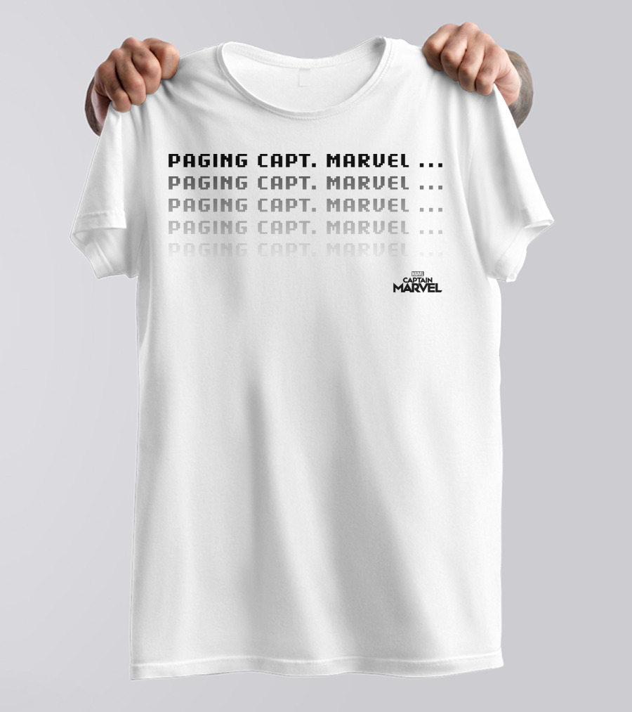 Paging Capt. Marvel Signal Repeated Text Captain Marvel T-Shirt