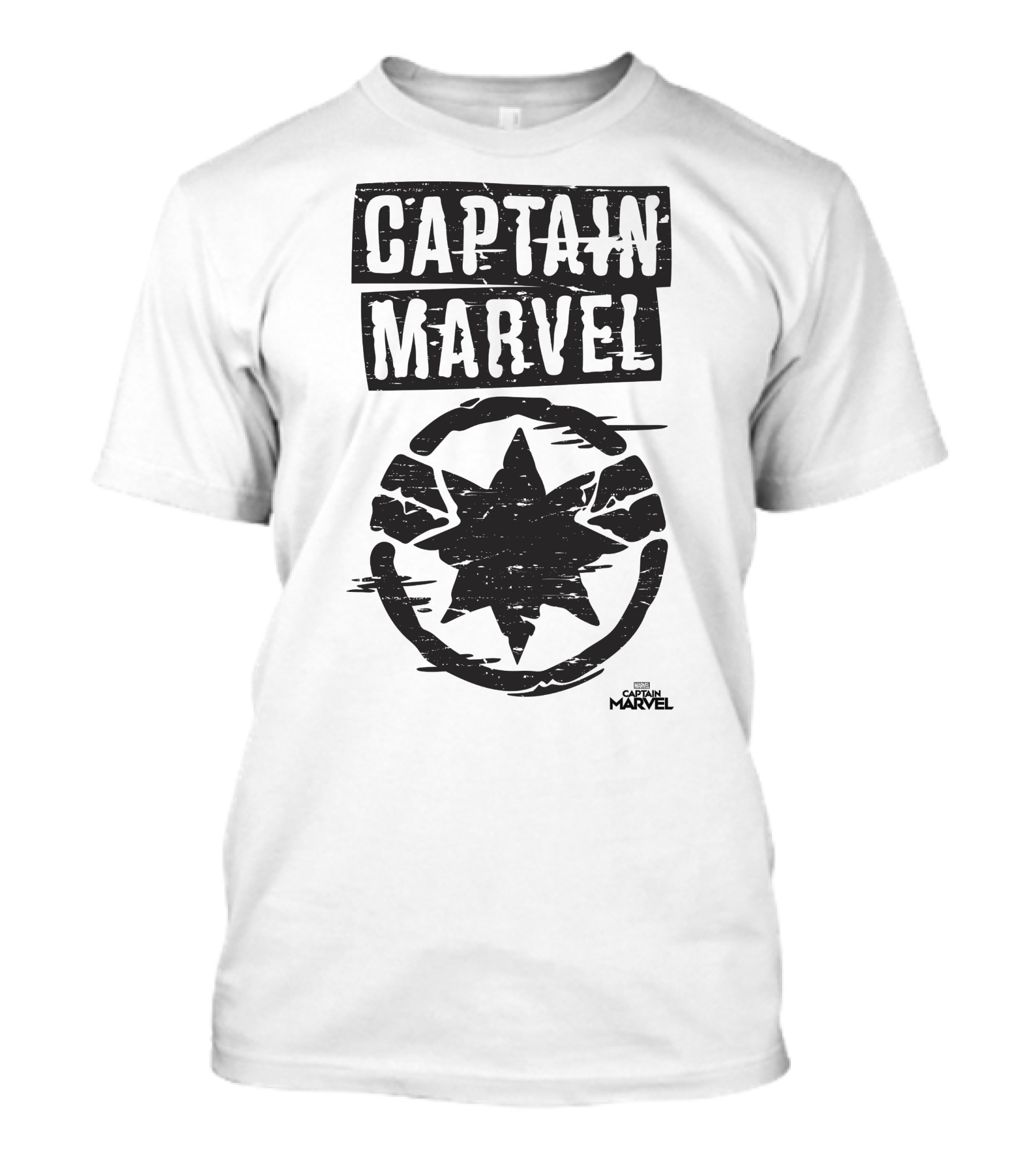 Captain Marvel Distressed Star Emblem With Painted Circle T-Shirt