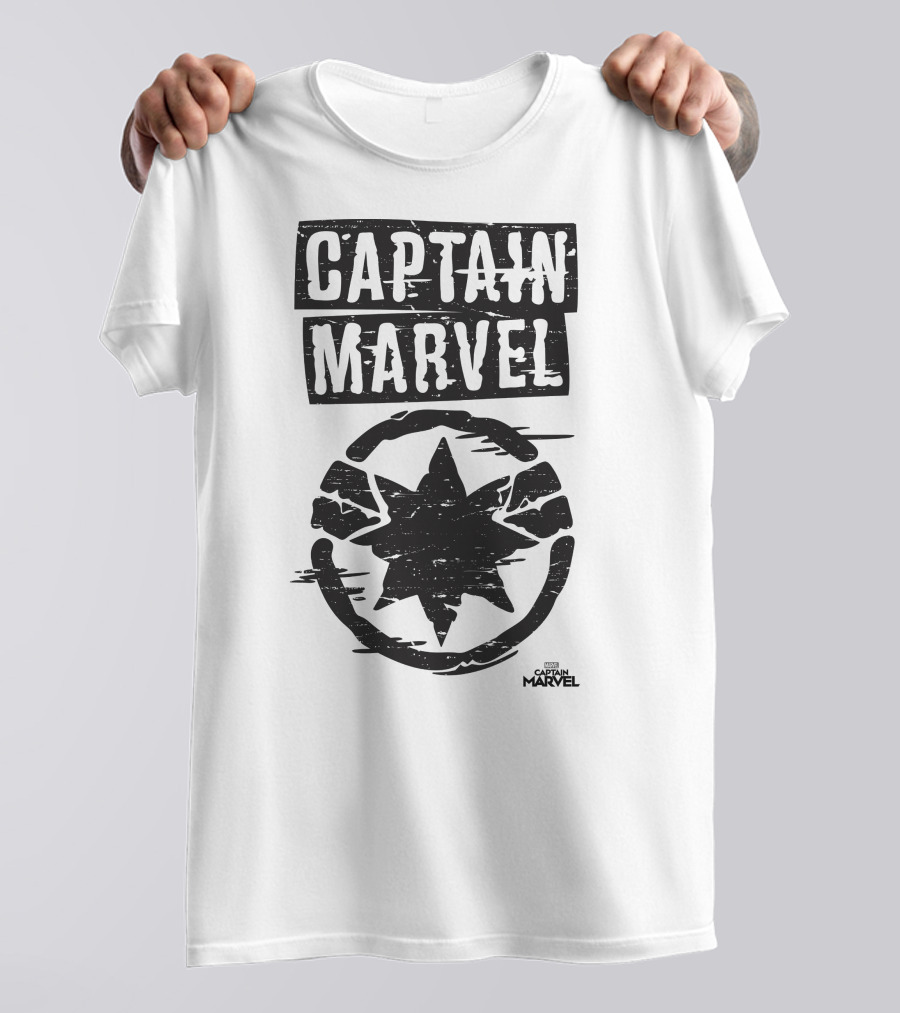 Captain Marvel Distressed Star Emblem With Painted Circle T-Shirt