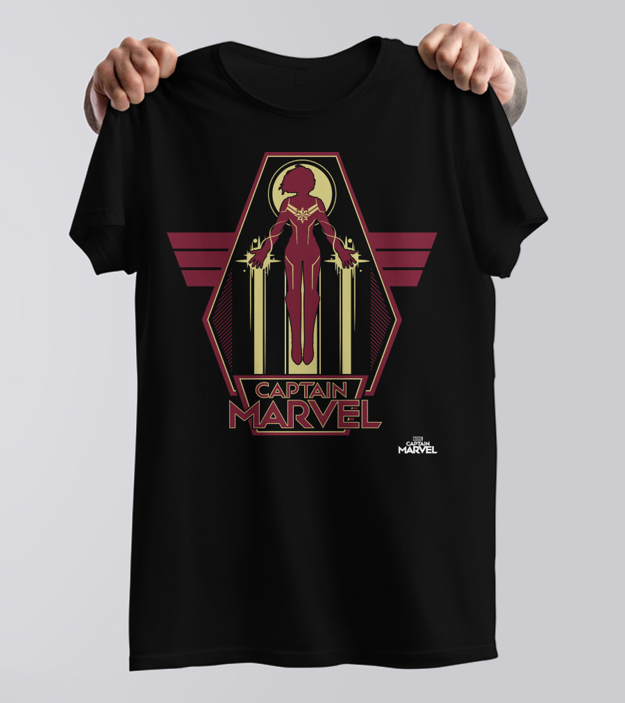 Captain Marvel Red Yellow Powers Flight Iconic T-Shirt