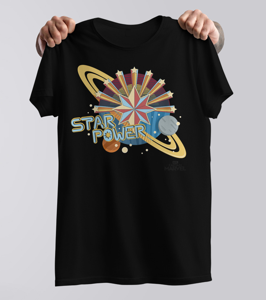 Captain Marvel Star Power Space Symbols T-Shirt