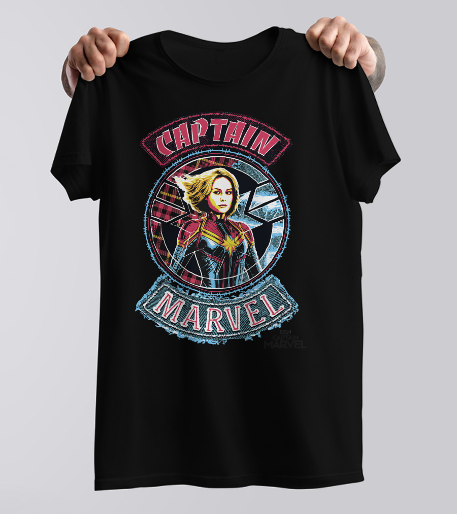 Captain Marvel Stitched Patched Emblem T-Shirt