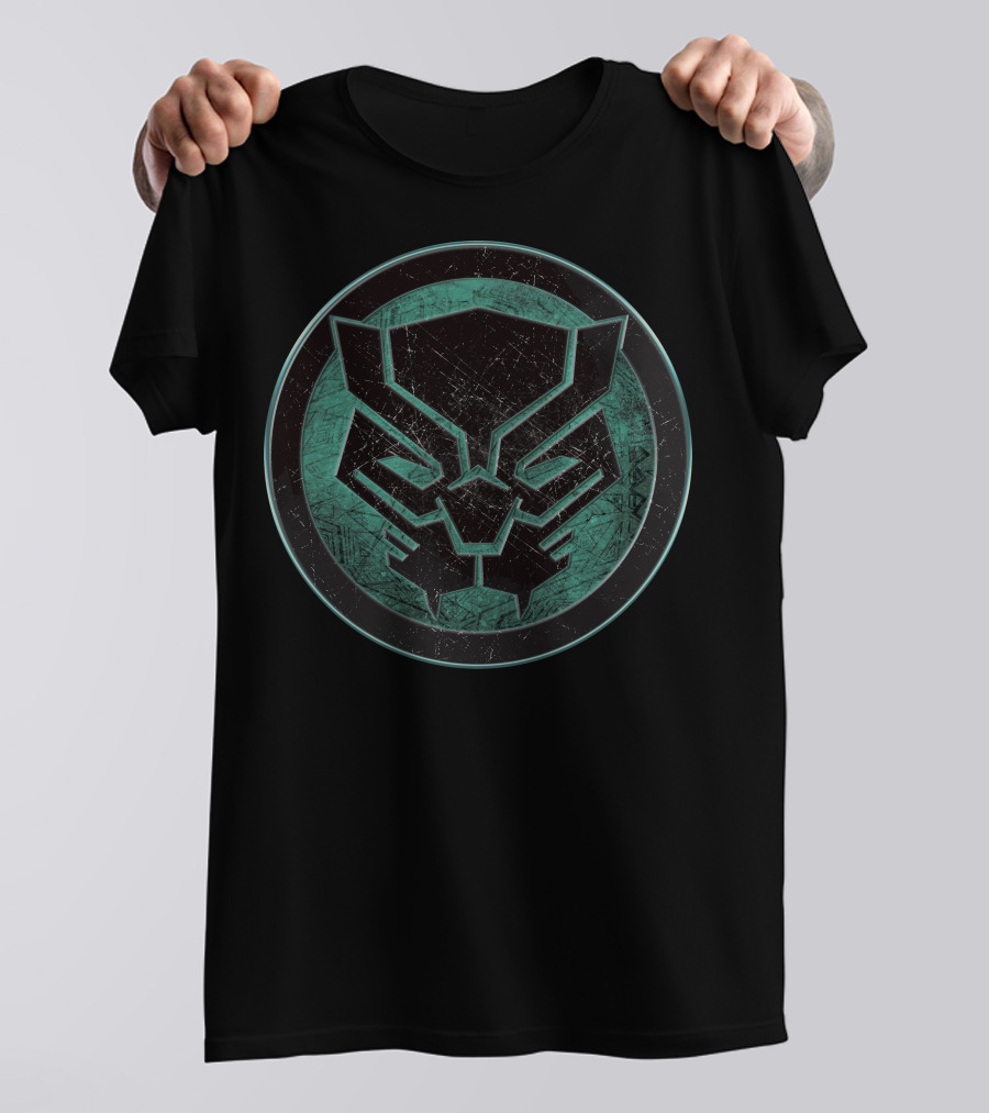 Marvel Black Panther Distressed Green Emblem Circle T-Shirt