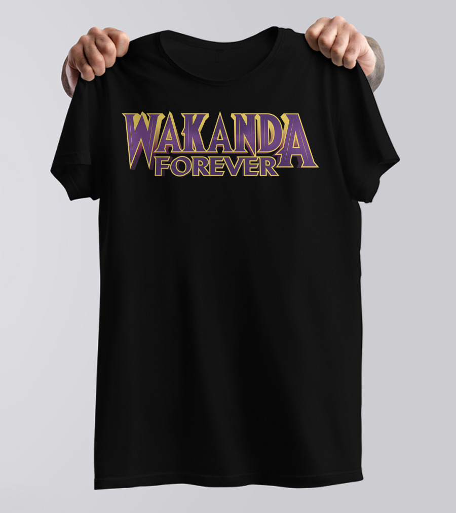 Marvel Black Panther Wakanda Forever Bold Iconic Lettering T-Shirt