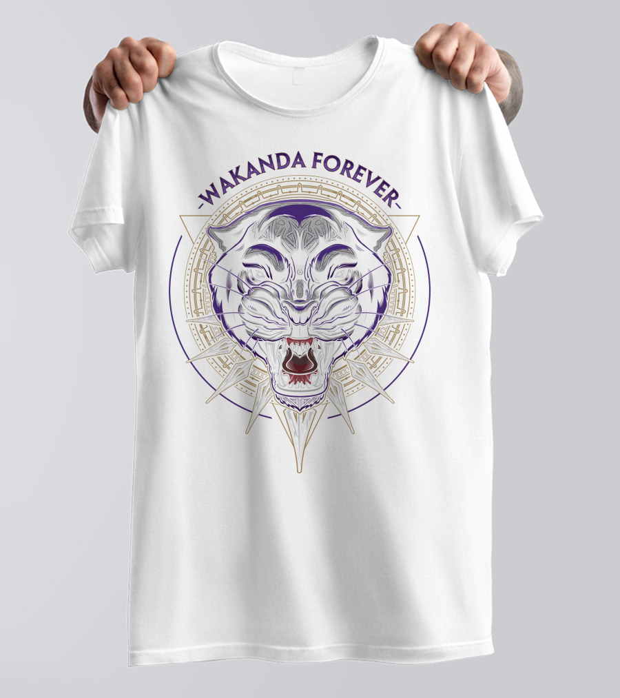 Wakanda Forever Marvel Black Panther Iconic Fierce Circle T-Shirt