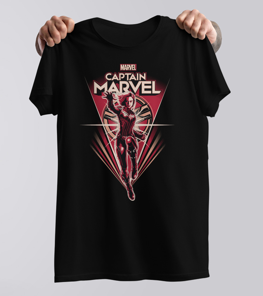 Marvel Captain Marvel Dynamic Flight Triangular Emblem T-Shirt