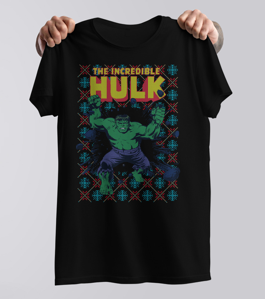 The Incredible Hulk Smash Marvel Comic Retro Explosion Christmas T-Shirt