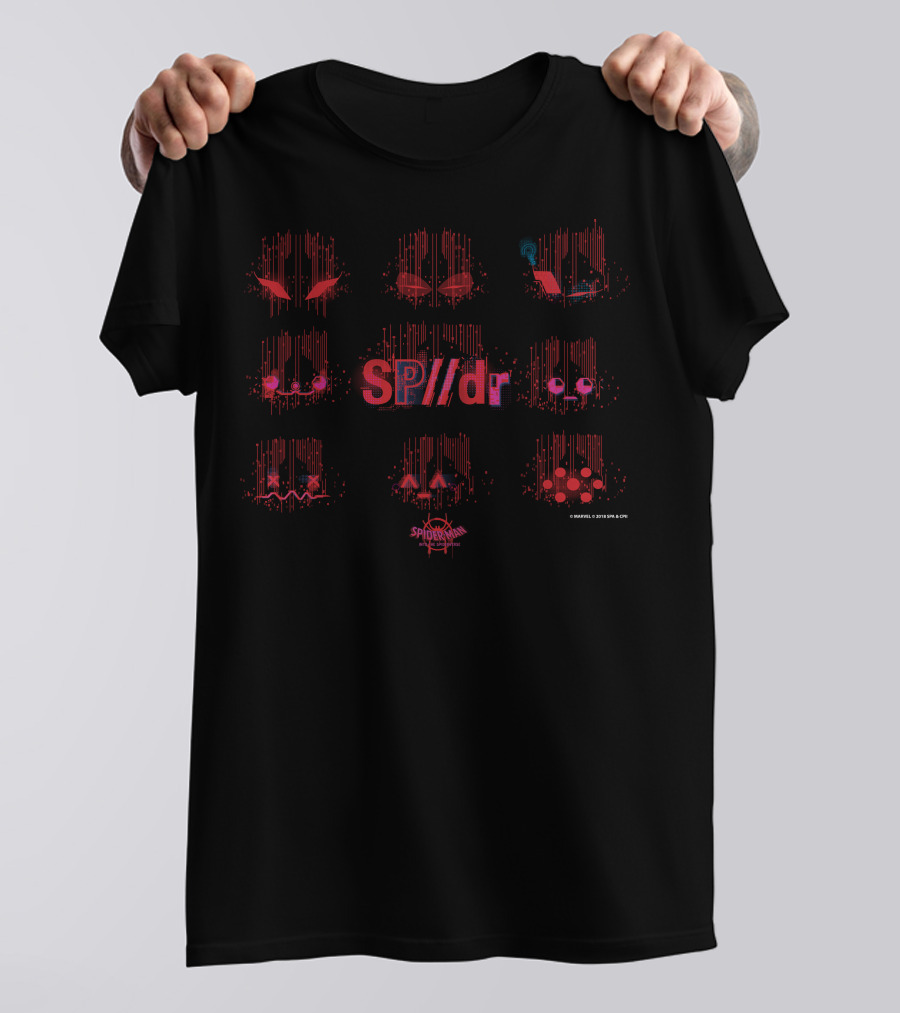 Marvel Spider-Man Spiderverse SP//dr Character Barcode Faces T-Shirt