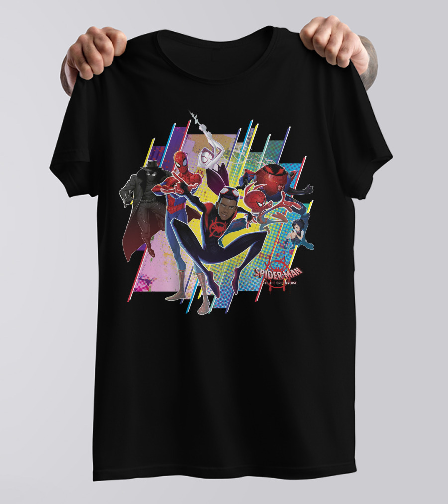 Spider-Man Into The Spiderverse Colorful Group Marvel T-Shirt