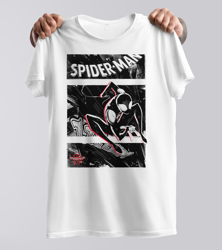 Spider-Man Marvel Spiderverse Comic Graphic Action Panels T-Shirt