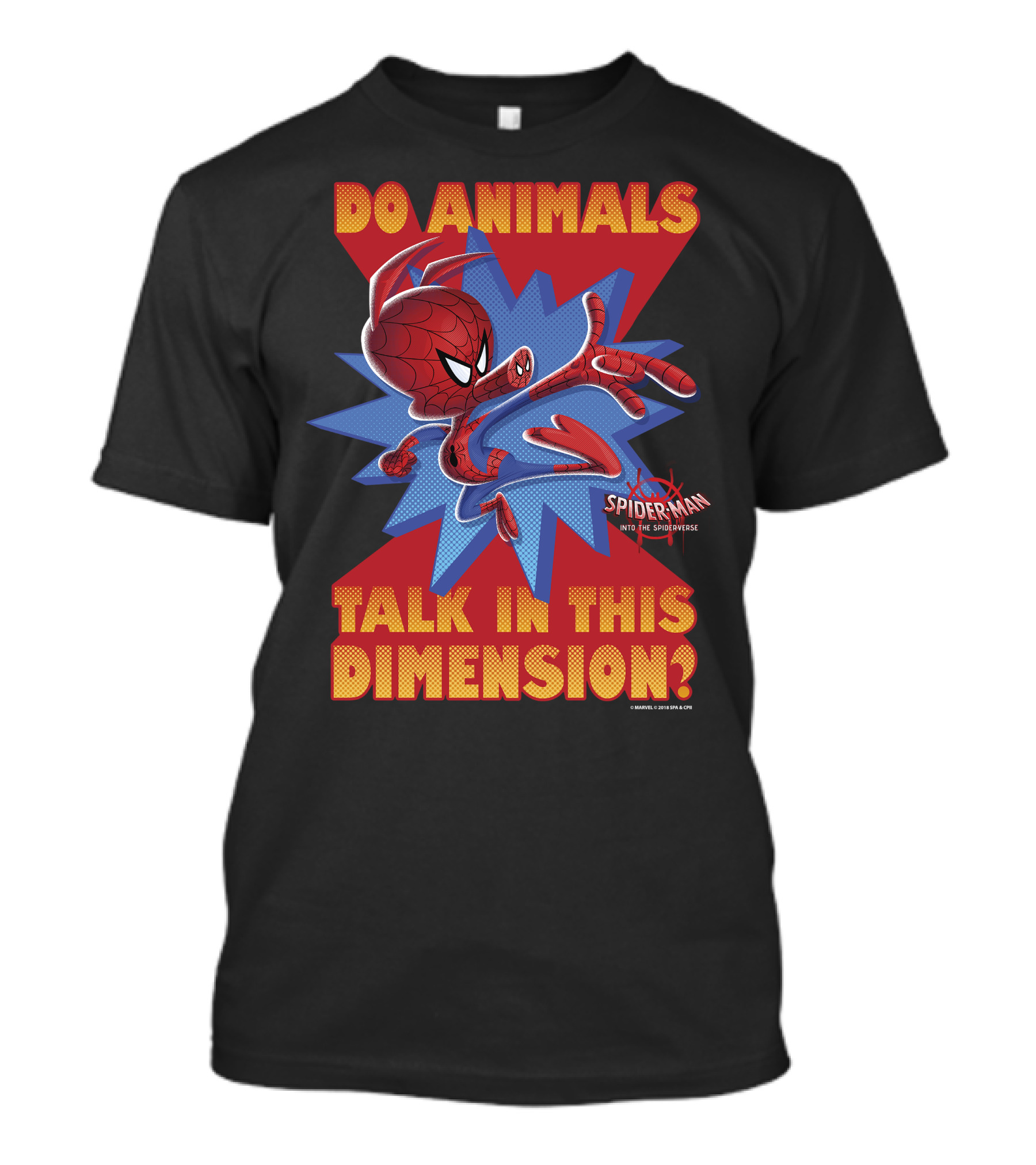 Marvel Spider-Man Into The Spiderverse Do Animals Talk In This Dimension? T-Shirt
