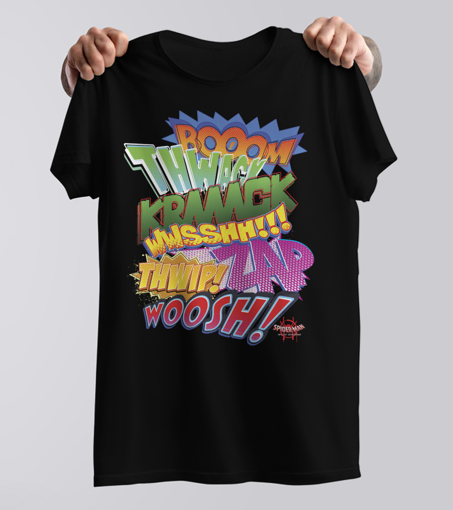 BOOOM THWACK KRRACK WHSSHH THWIP ZAP WOOSH Marvel Spider-Man Spiderverse T-Shirt
