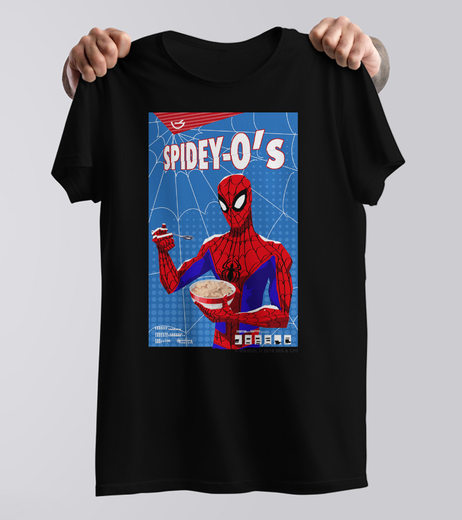 Marvel Spider-Man Spiderverse Spidey-Os Cereal Box Breakfast Comics T-Shirt