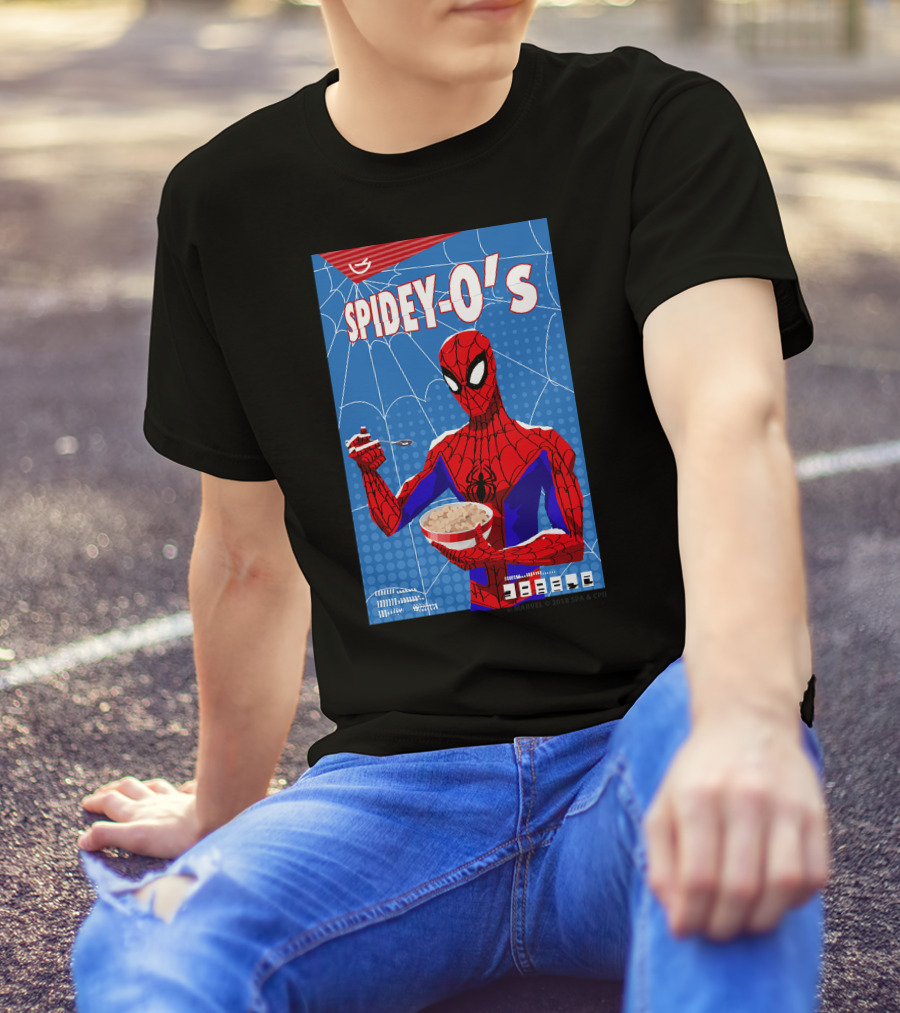 Marvel Spider-Man Spiderverse Spidey-Os Cereal Box Breakfast Comics T-Shirt