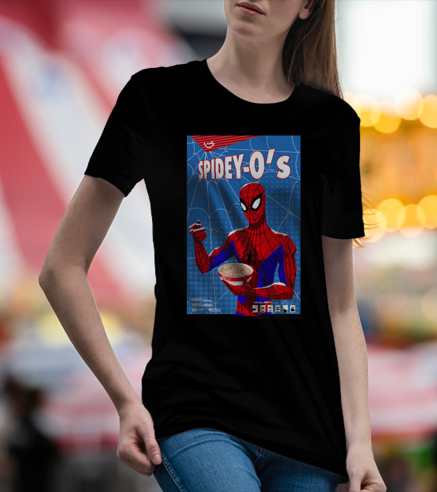 Marvel Spider-Man Spiderverse Spidey-Os Cereal Box Breakfast Comics T-Shirt