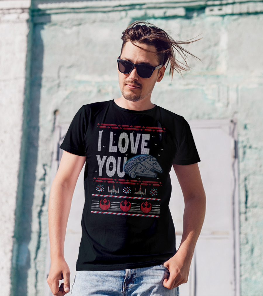 I Love You Star Wars Millennium Falcon X-Wing Rebel Icons T-Shirt