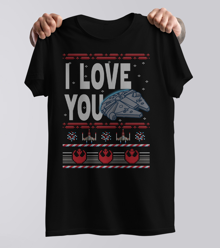 I Love You Star Wars Millennium Falcon X-Wing Rebel Icons T-Shirt