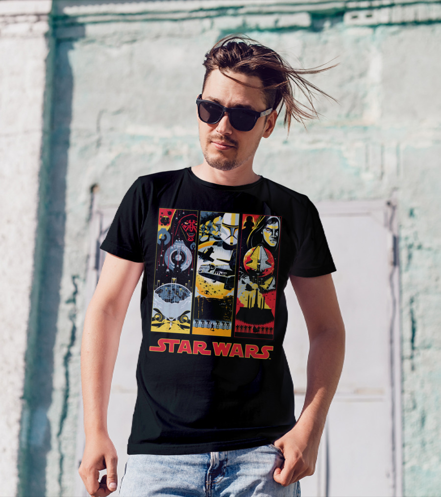 Star Wars Darth Maul Clone Trooper Anakin Panels T-Shirt