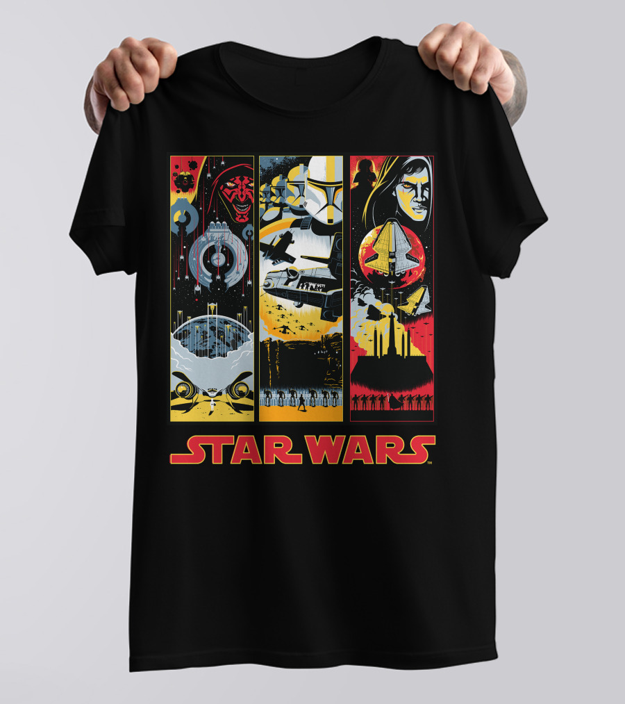 Star Wars Darth Maul Clone Trooper Anakin Panels T-Shirt