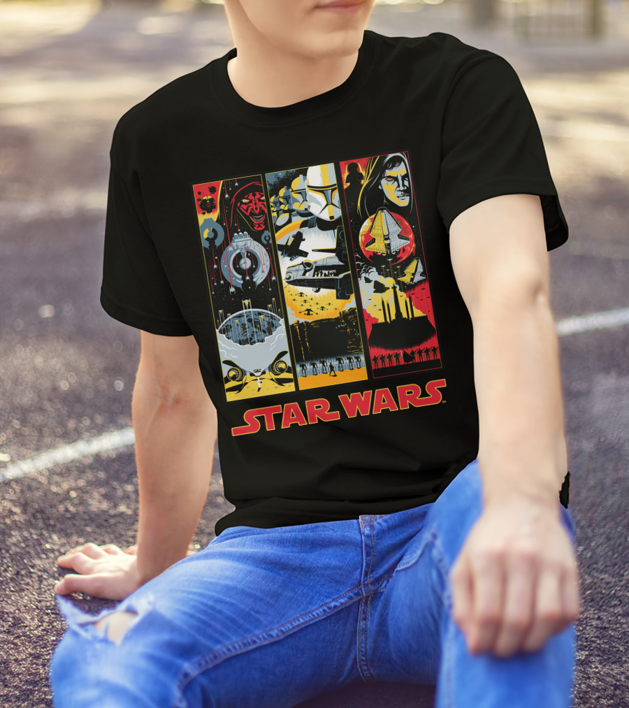 Star Wars Darth Maul Clone Trooper Anakin Panels T-Shirt