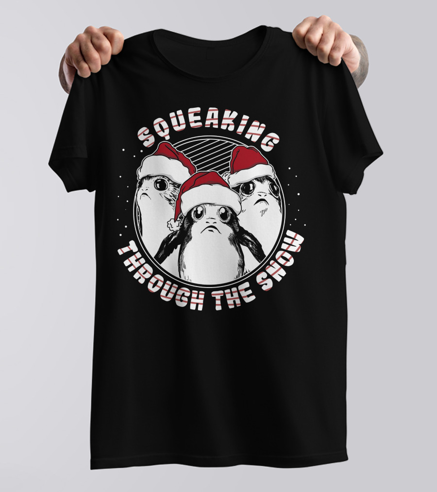 Squeaking Through The Snow Star Wars Porg Santa Hat T-Shirt