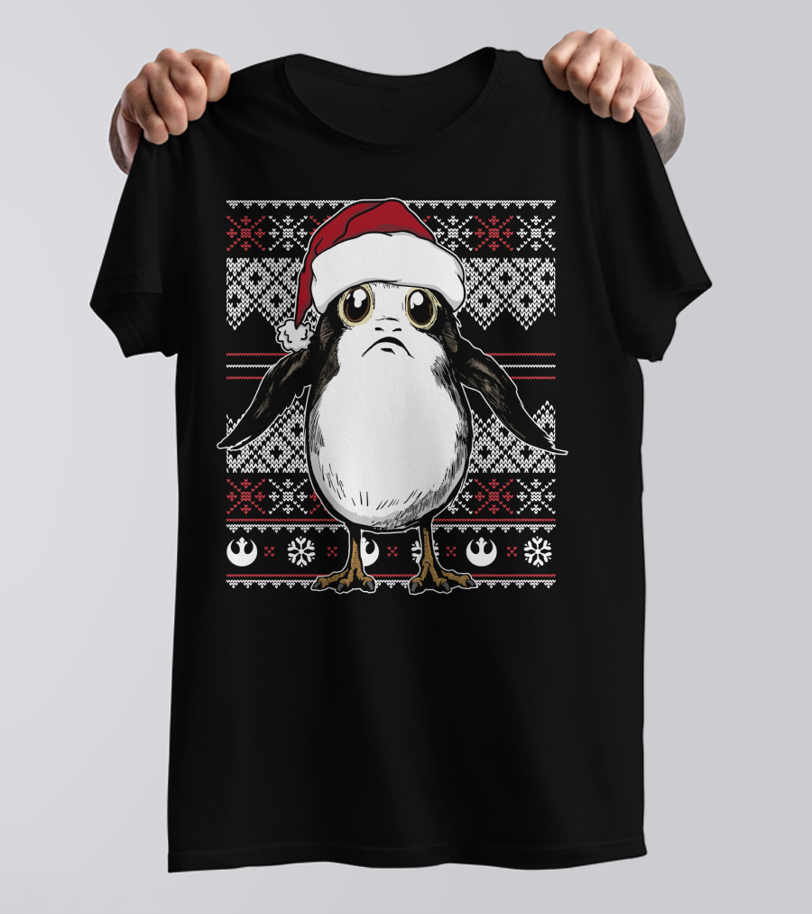 Star Wars Porg Christmas Santa Hat Ugly T-Shirt