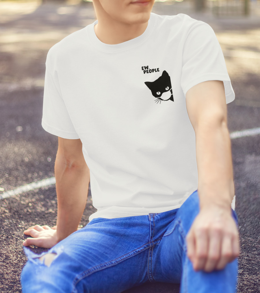 Ew People Black Cat Masked Silhouette Qwertee T-Shirt