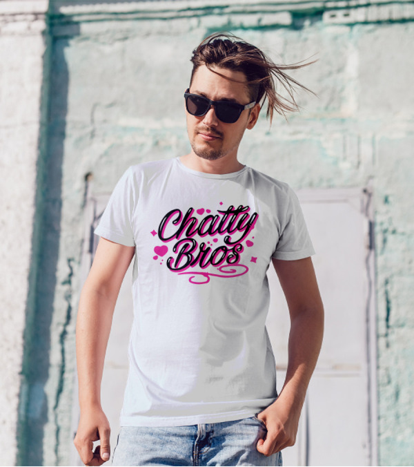 Chatty Bros Merch Heart Stars Motif Airbrush Bros T-Shirt
