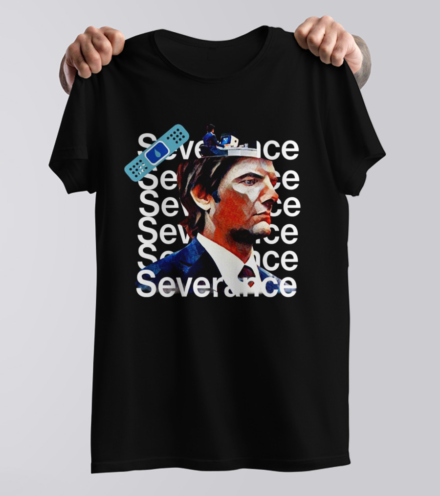 Severance Repeated Text With Bandage And Office Worker Scene T-Shirt