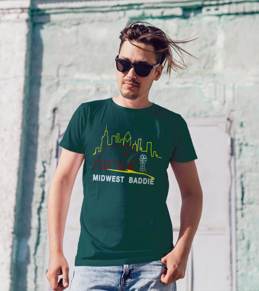 Midwest Baddie Caucasian James Merch Skyline Barn Windmill T-Shirt