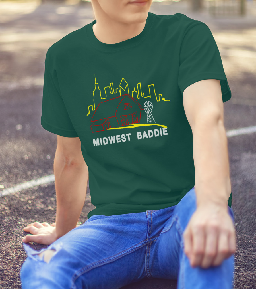 Midwest Baddie Caucasian James Merch Skyline Barn Windmill T-Shirt