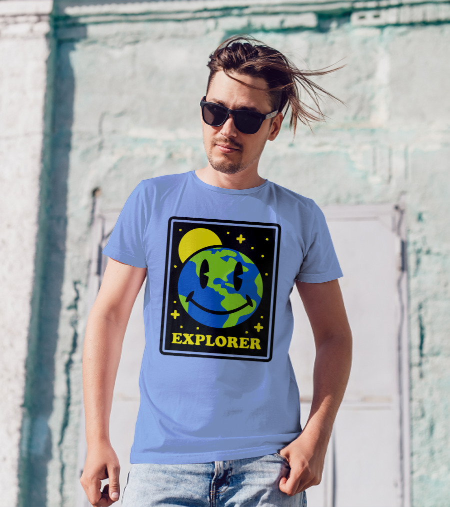 Socksfor1 Merch Explorer Earth Smiley T-Shirt