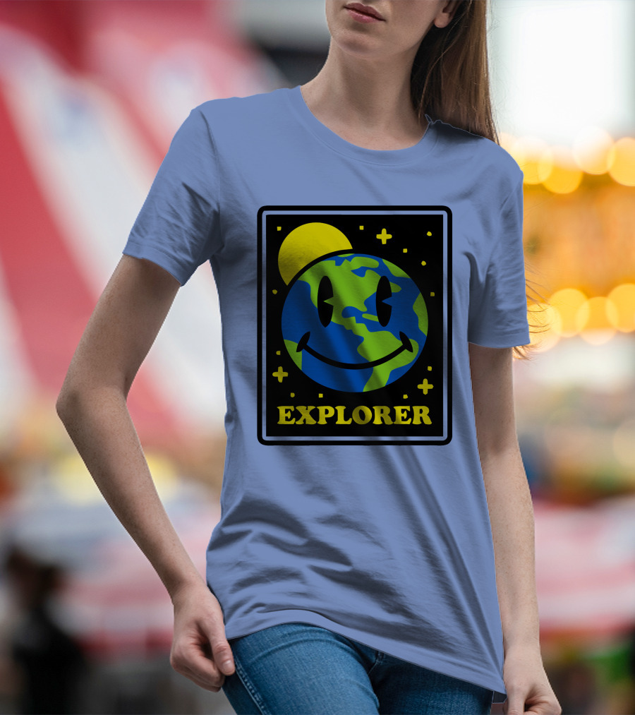 Socksfor1 Merch Explorer Earth Smiley T-Shirt