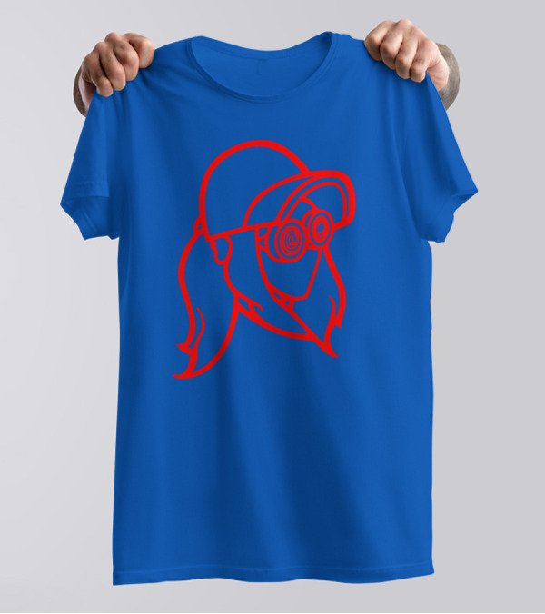 Rezz Cloaked Hockey Jersey Iconic Line Art Design Red On Blue T-Shirt