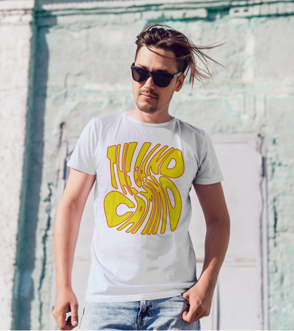 The Band Camino Groovy Textual Yellow And Red Psychedelic Style Merchandise T-Shirt