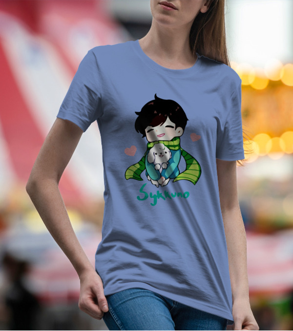 Sykkuno Cute Chibi Character With Puppy And Green Scarf T-Shirt