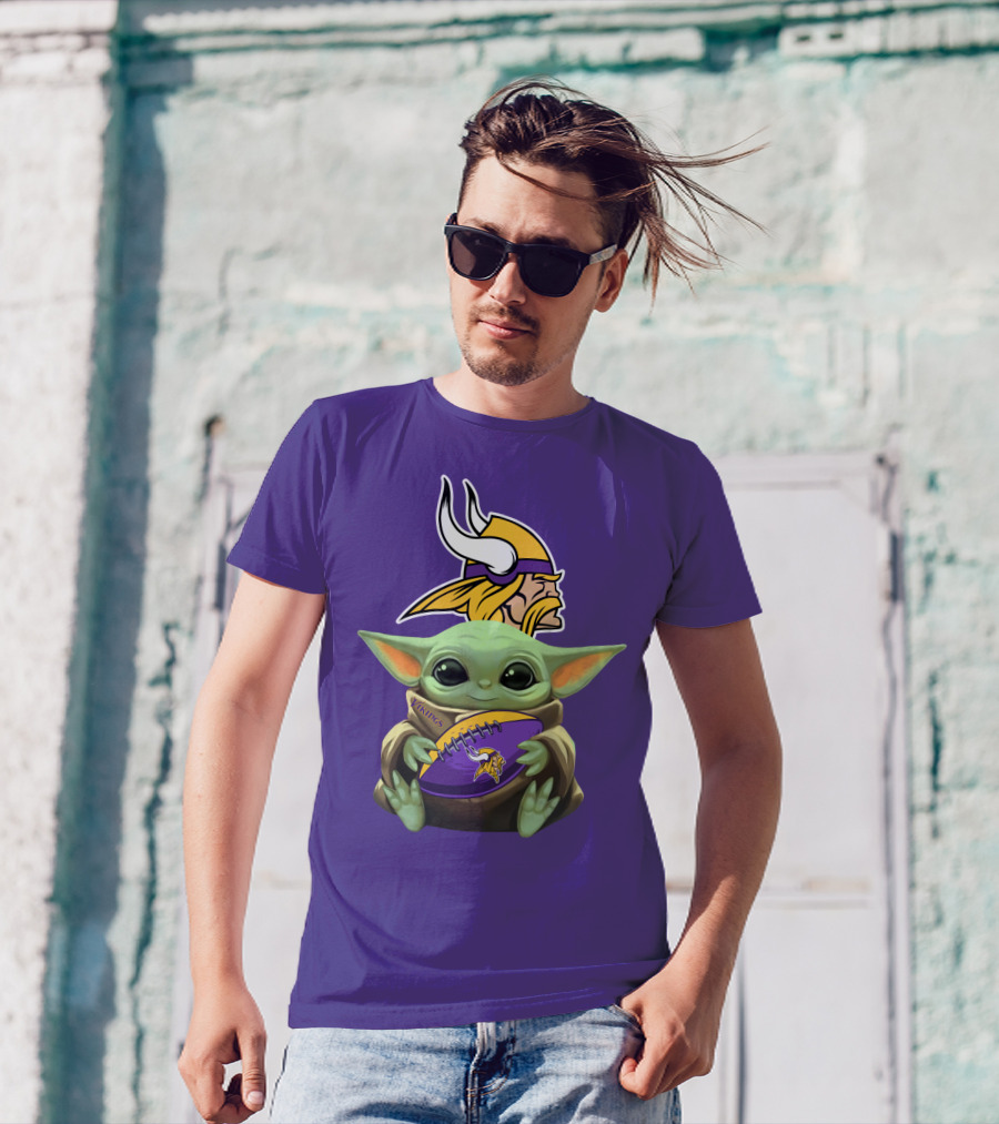 Vikings Football Baby Yoda T-Shirt