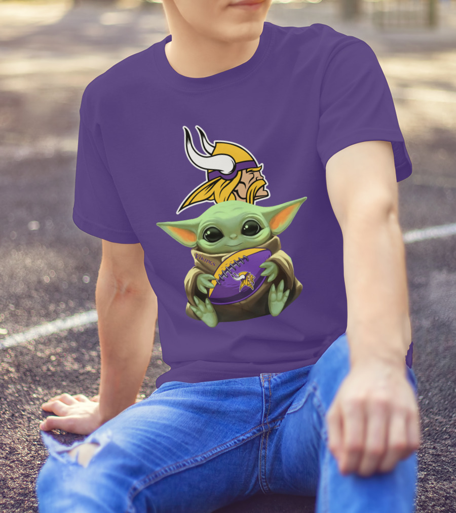 Vikings Football Baby Yoda T-Shirt