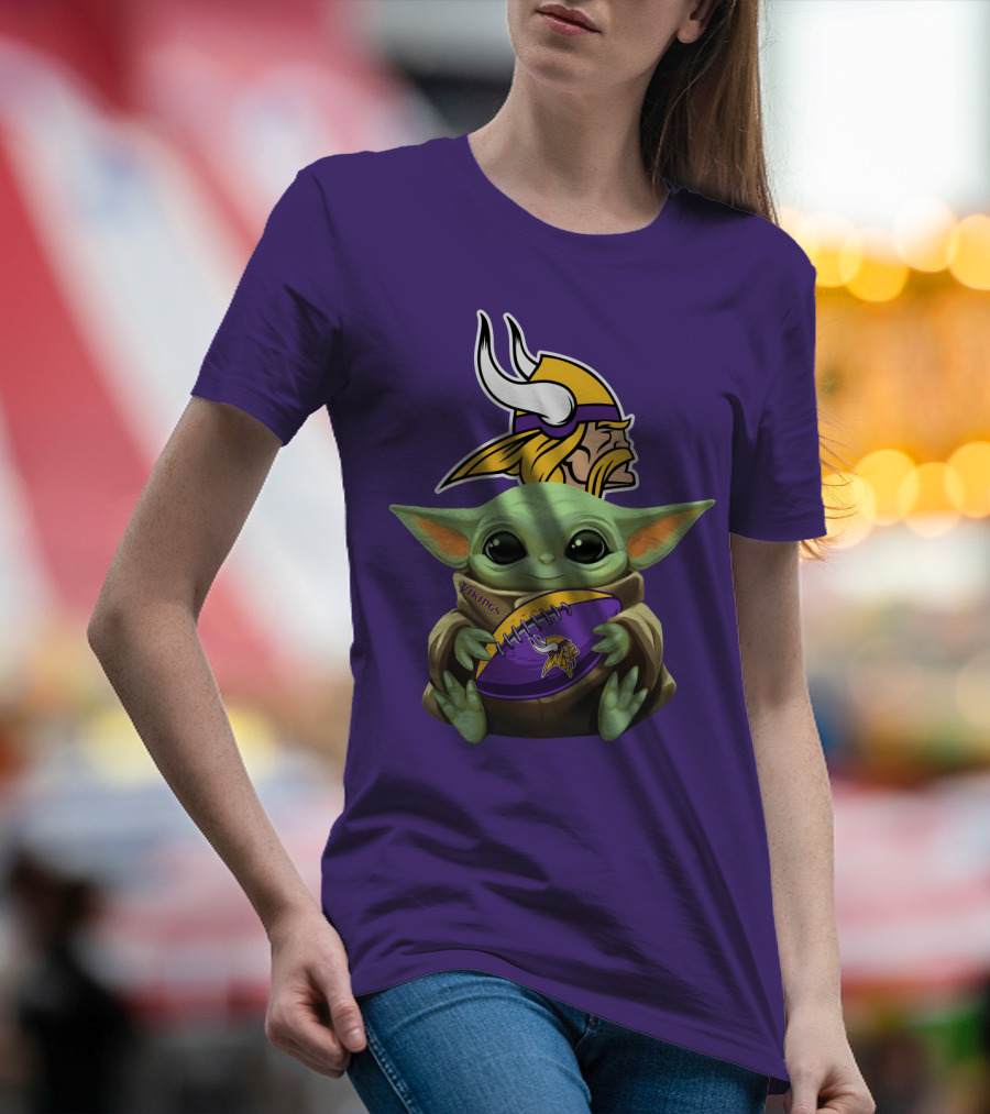 Vikings Football Baby Yoda T-Shirt