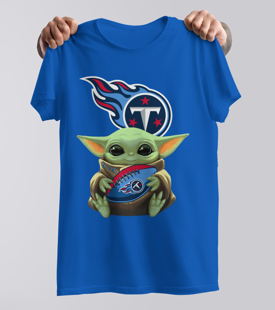 Tennessee Titans Baby Yoda Football T-Shirt