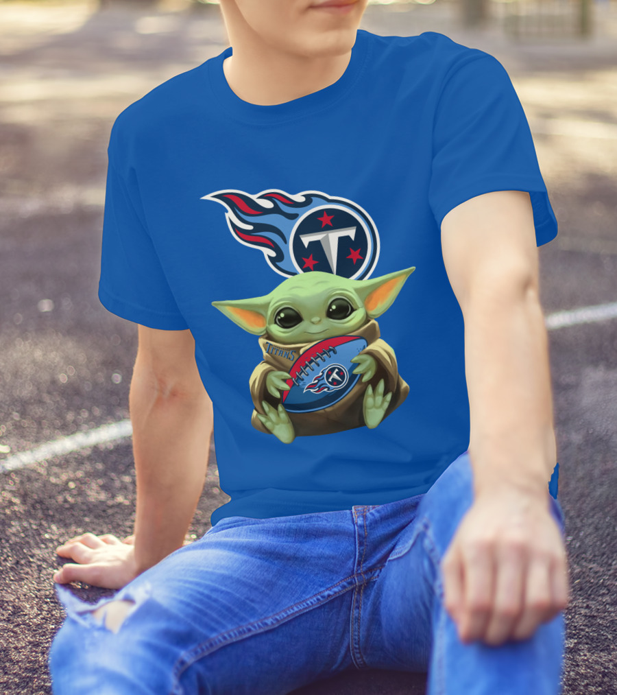 Tennessee Titans Baby Yoda Football T-Shirt