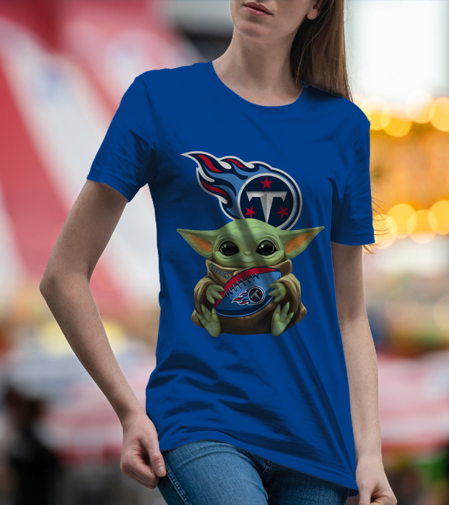 Tennessee Titans Baby Yoda Football T-Shirt
